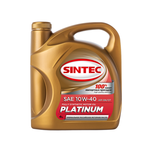 фото Моторное масло sintec platinum sae 10w-40 api sn/cf синтетическое 4 л