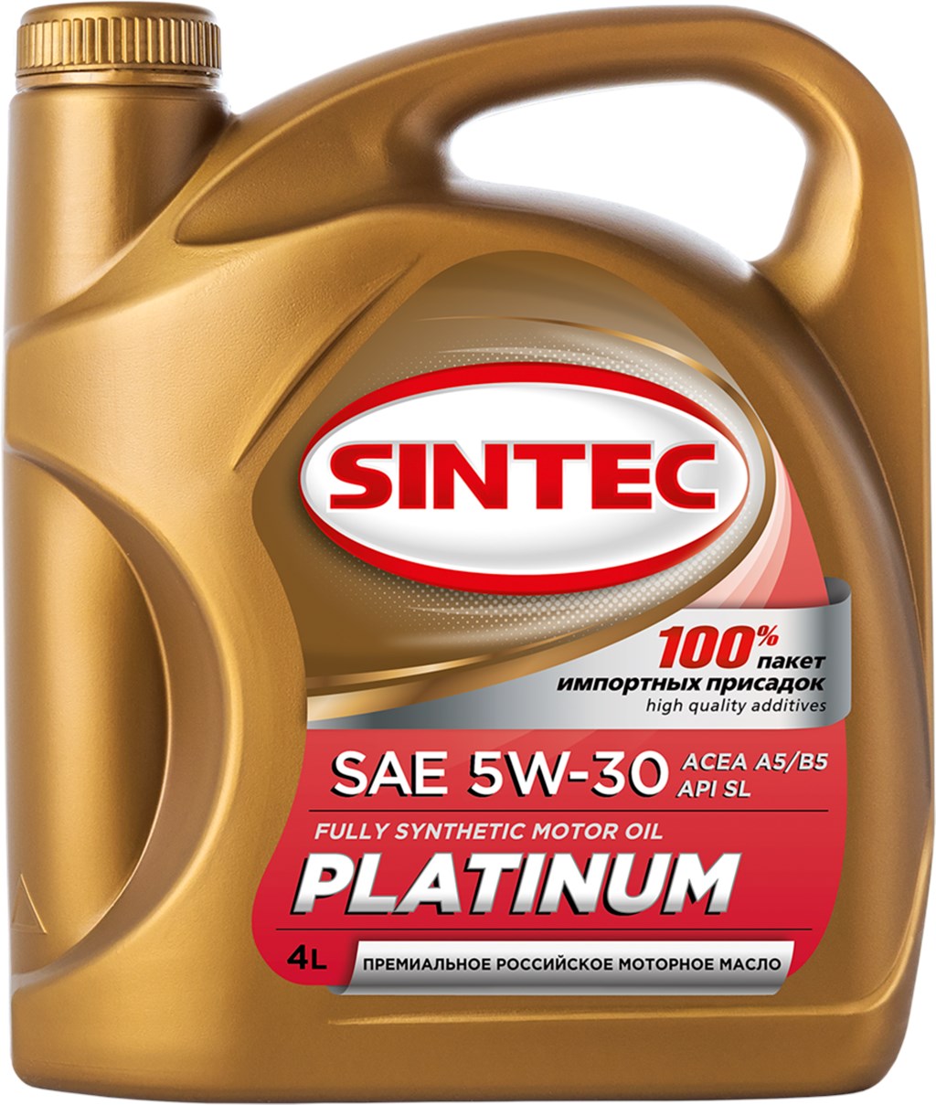 фото Моторное масло sintec platinum sae 5w-30 api sl, acea a5/b5 синтетическое 4 л