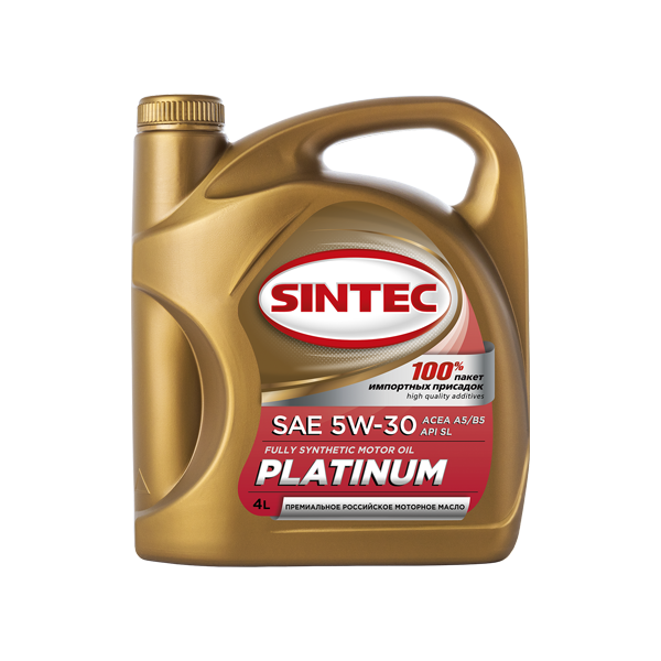 фото Моторное масло sintec platinum sae 5w-30 api sl, acea a5/b5 синтетическое 4 л