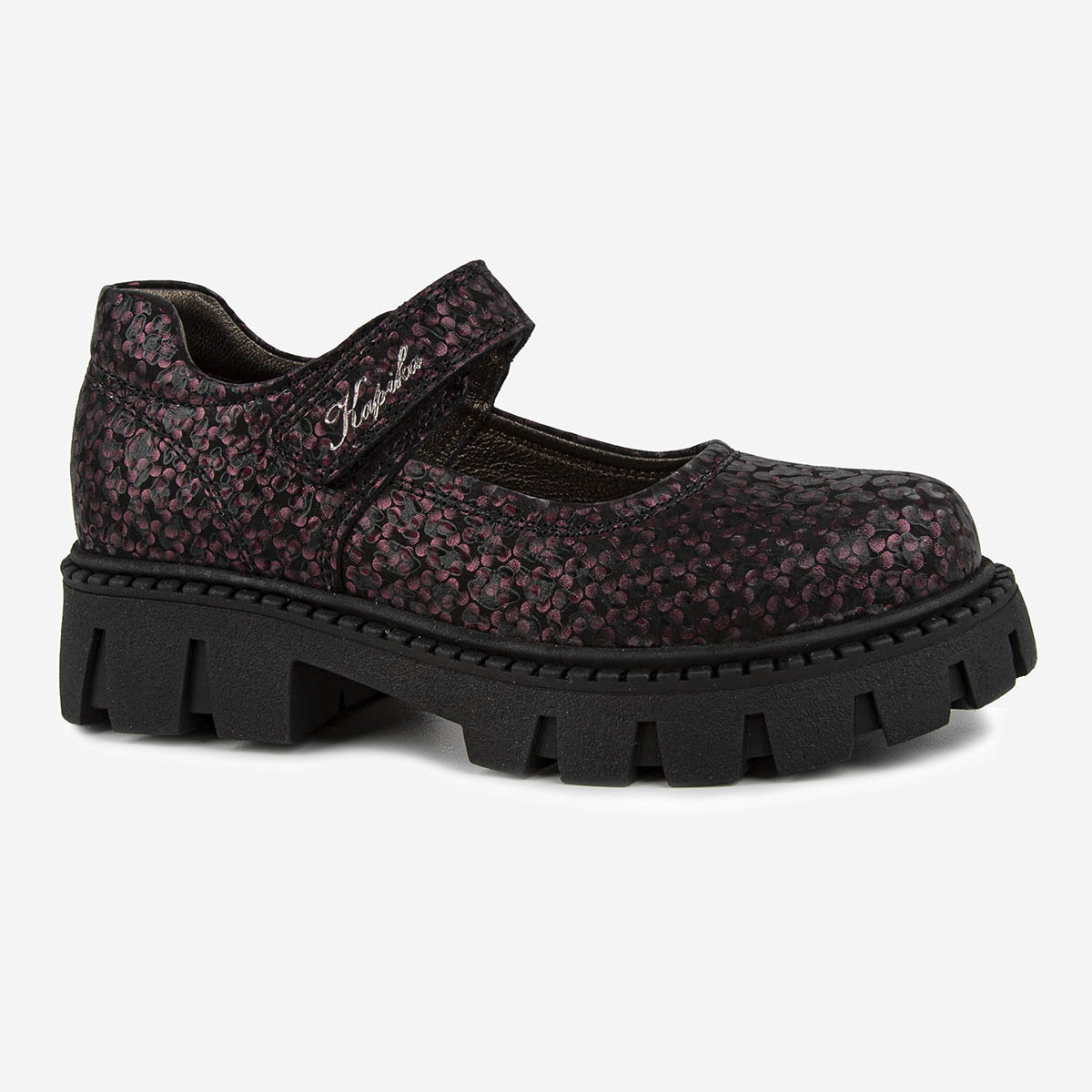 Туфли детские Kapika 231026т, цвет черный-бордовый, размер 34 EU