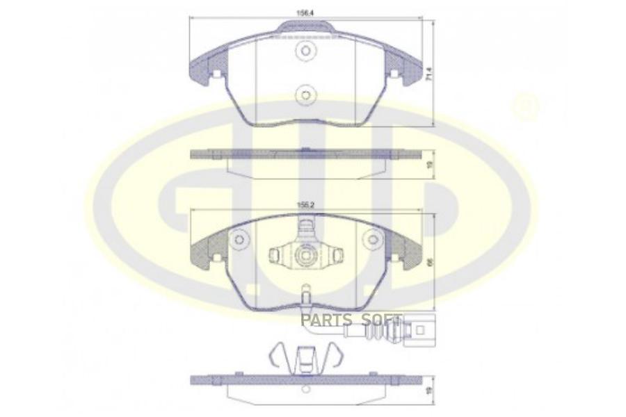 

Колодки пер audi a3 диск 15/16.Vw golf v 1.4-2.0td диск 15 03- 1шт GUD GBP103001