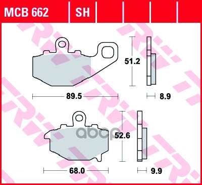 

Колодки торм. зад. 68.0 x 54.5 x 9.8 mm/90.0 x 51.5 x 8.7 mm MOTO 1шт TRW MCB662