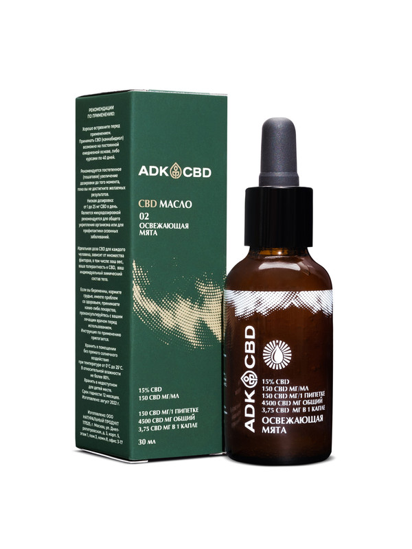 

Масло CBD OIL 15% 4500 мг ADK CBD мята 30 мл, CBD мята 15%