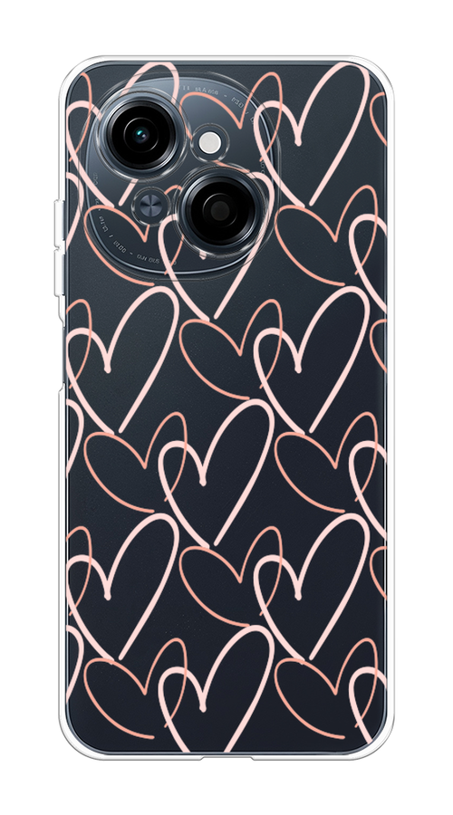 

Чехол на Tecno Spark Go 1/Pop 9 "Узор из сердечек", Розовый;бежевый, 309450-1
