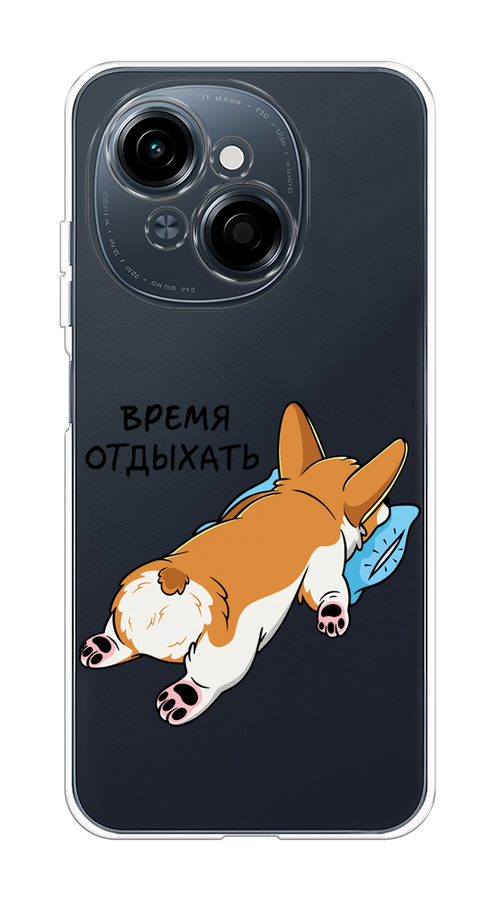 

Чехол на Tecno Spark Go 1/Pop 9 "Корги отдыхает", Черный;коричневый;голубой, 309450-1