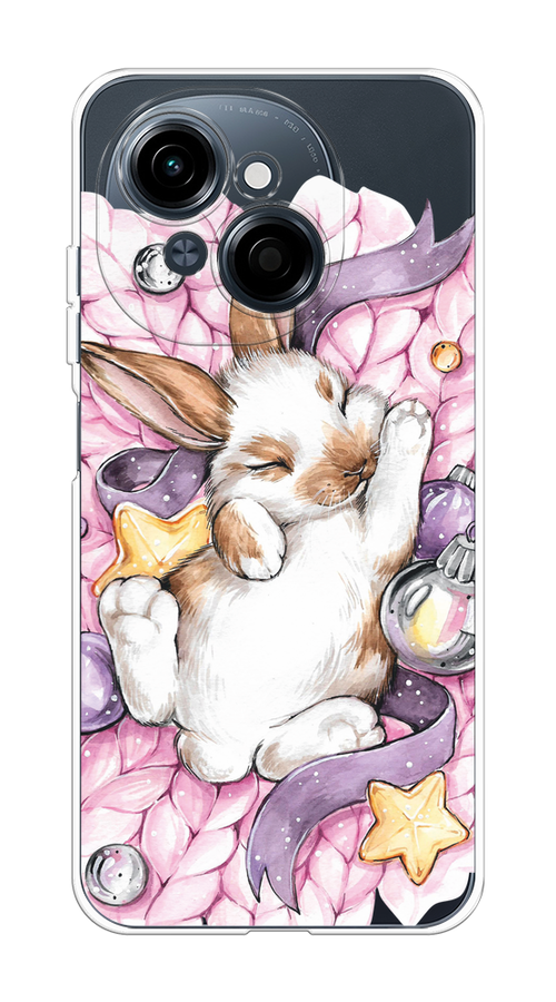 

Чехол на Tecno Spark Go 1/Pop 9 "Кролик спит", Розовый;белый, 309450-1