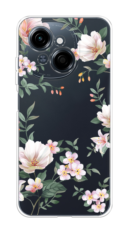

Чехол на Tecno Spark Go 1/Pop 9 "Beautiful white flowers", Бежевый;зеленый, 309450-1
