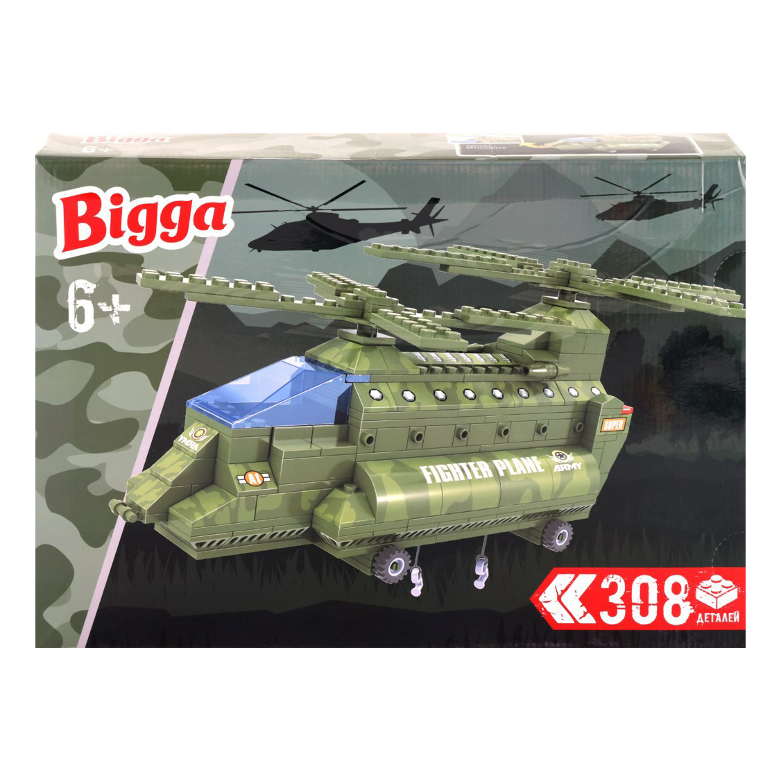 

Конструктор Bigga Военный вертолет 308 деталей