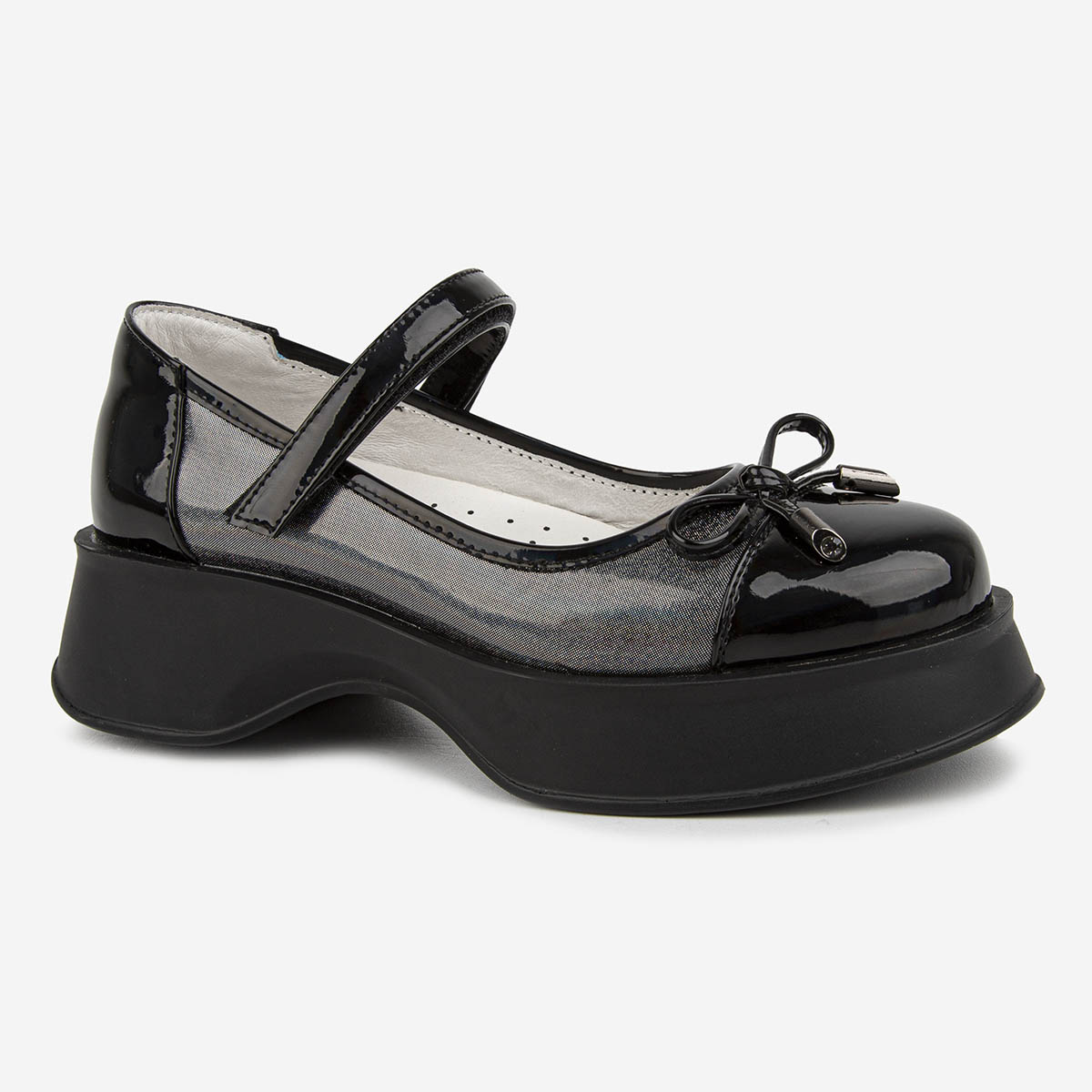 Туфли детские Kapika 23921п, цвет черный-серебро, размер 37 EU