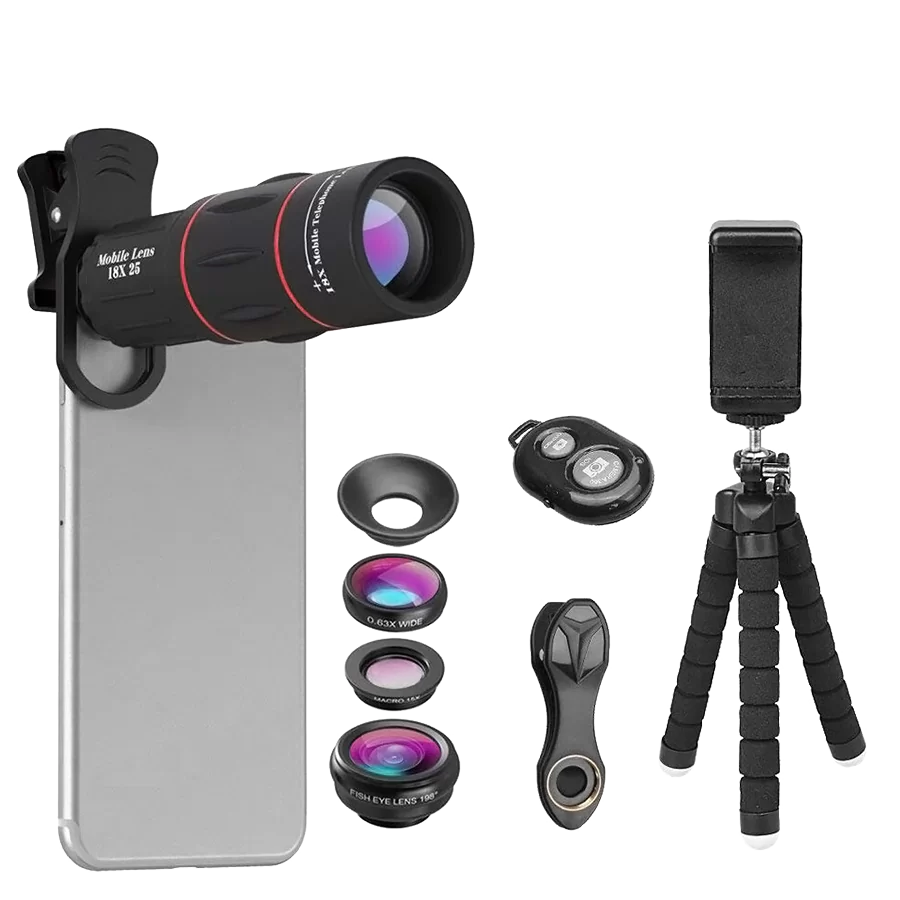 

Комплект объективов Apexel 18x Telephoto 5-in-1 Kit для смартфона (APL-T18XBZJ5), APL-T18XBZJ5