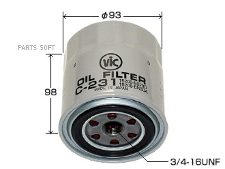 

VIC C231 Фильтр масляный VIC C231 YD22#,YD25#