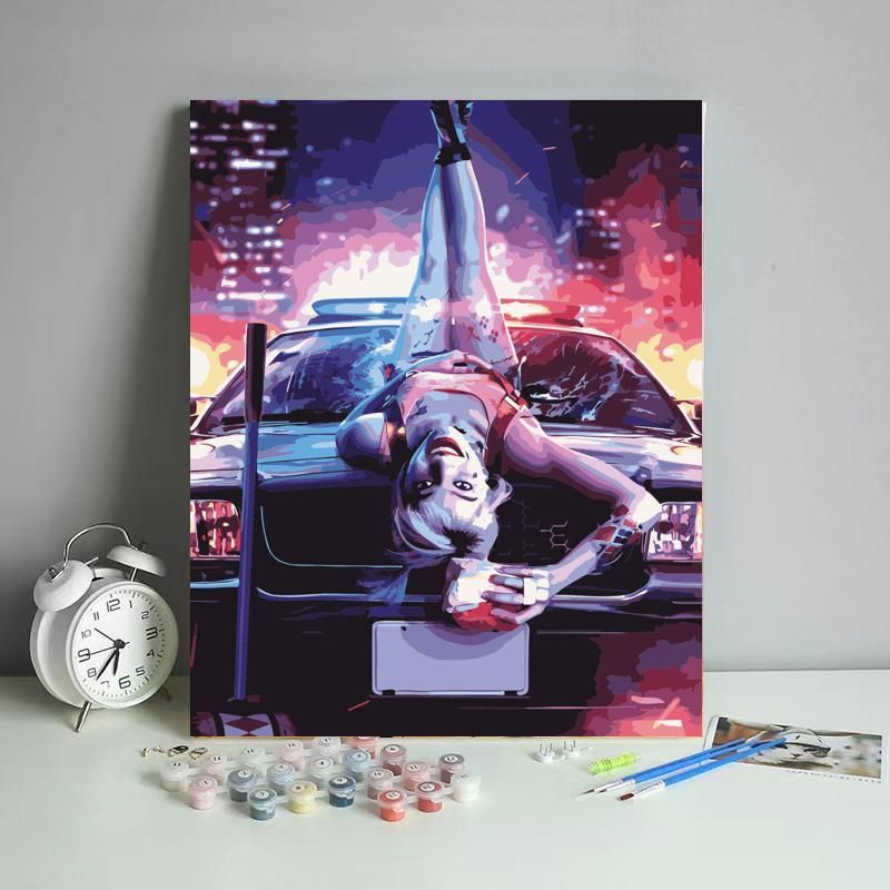 Картина по номерам Fantasy Earth Харли Квин на машине на холсте 40x50 см