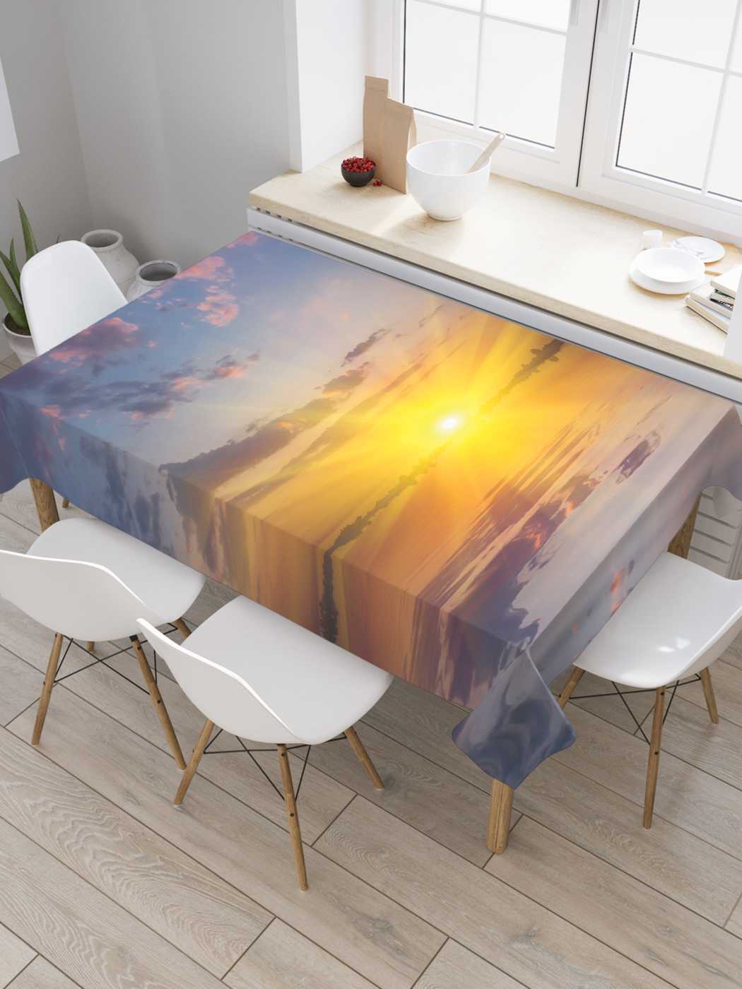 

Скатерть прямоугольная JoyArty "Ослепительный закат" из оксфорда, 120x145 см, Желтый, Ослепительный закат