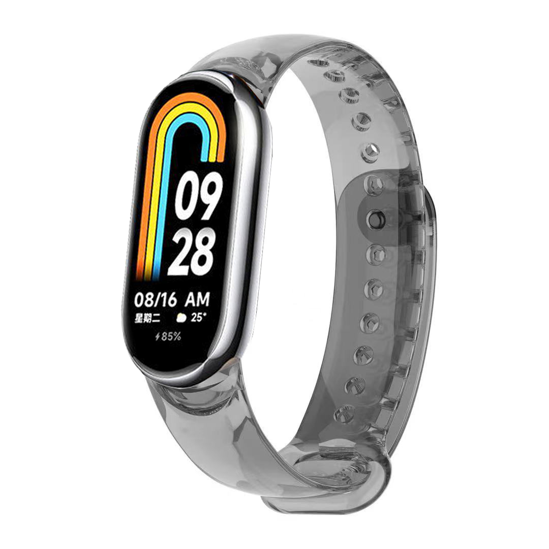 Силиконовый ремешок для Xiaomi Mi Band 8 прозрачный-черный