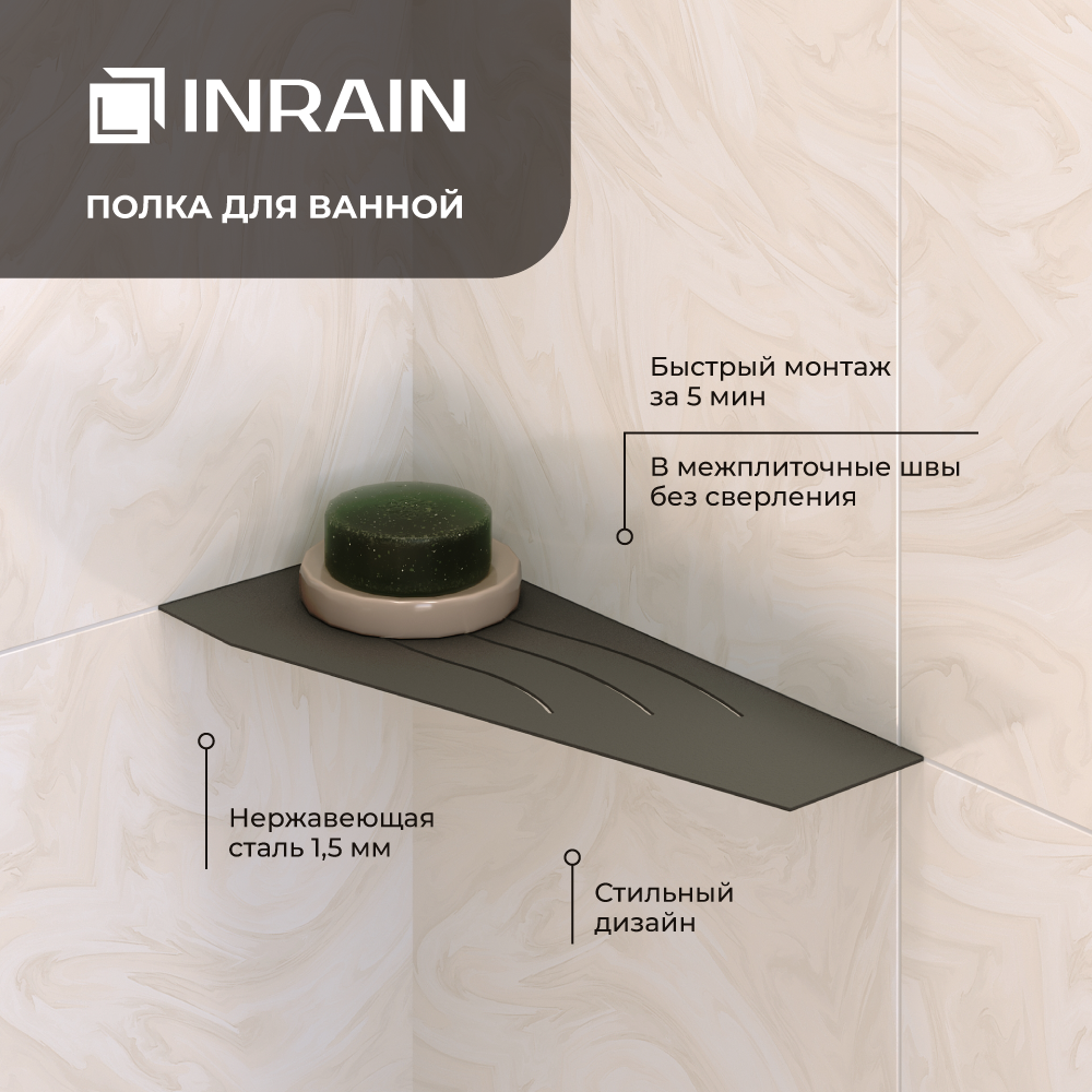 Полка для ванной прямая INRAIN P1 Черная IN109972-04