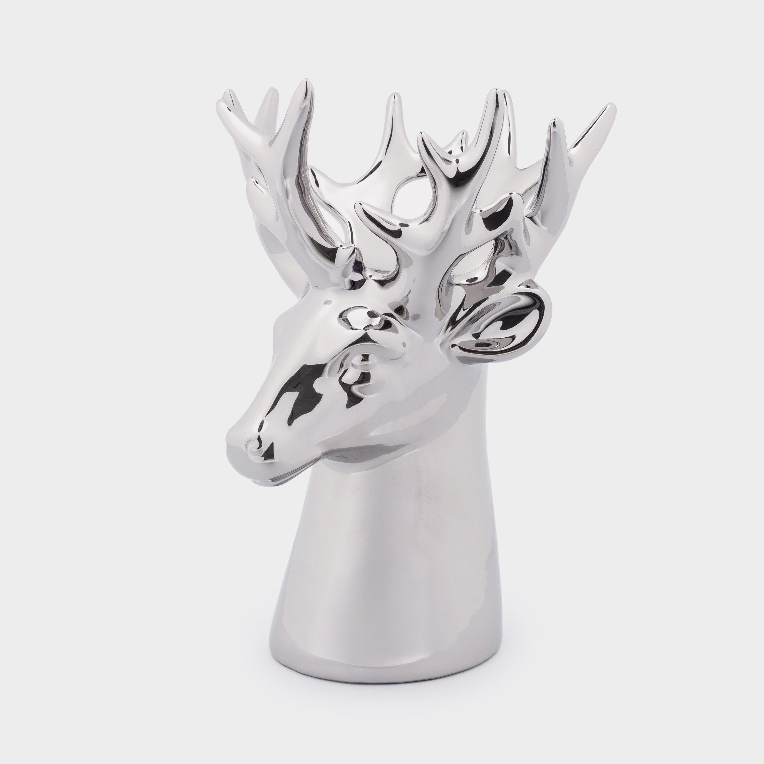 

Ваза для цветов, 21 см, декоративная, керамика, серебристая, Олень, Arctic deer