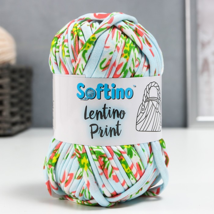 

Пряжа трикотажная 95% хлопок, 5% эластан "Lentino Print" 100 гр 30 м розовый на голубом (2, Голубой;розовый;зеленый;желтый