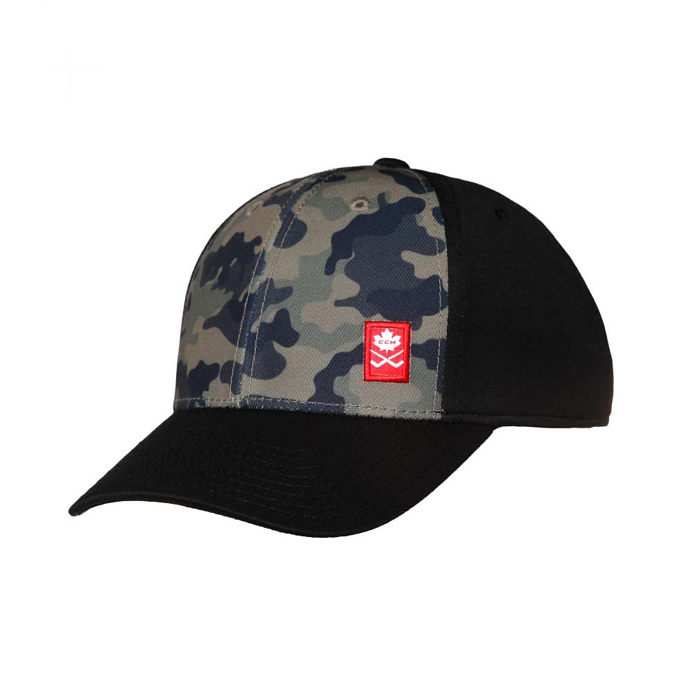 фото Бейсболка мужская ccm camo structured flex cap sr black s/m черная р.56