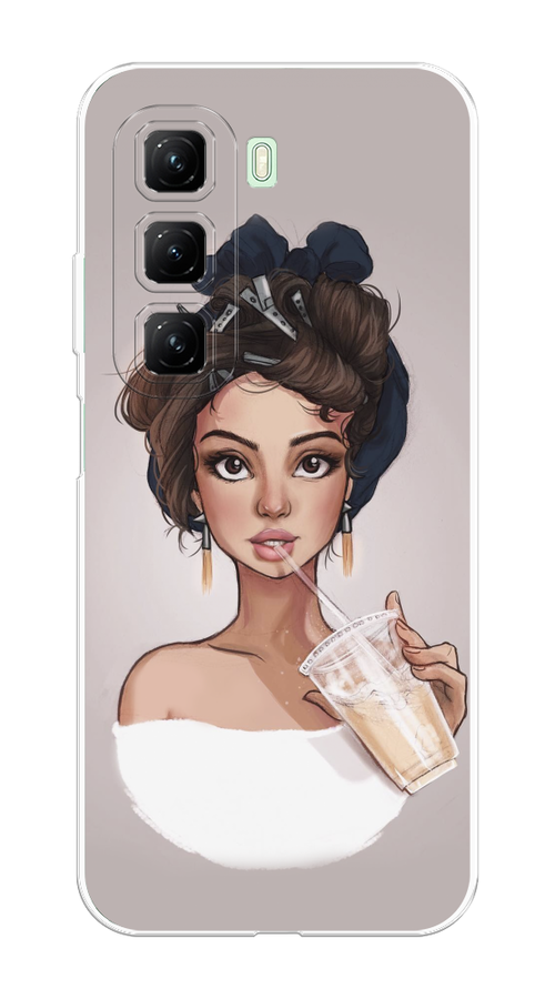 

Чехол на Infinix Hot 50 4G "Девушка с фраппе", Серый, 3106550-1