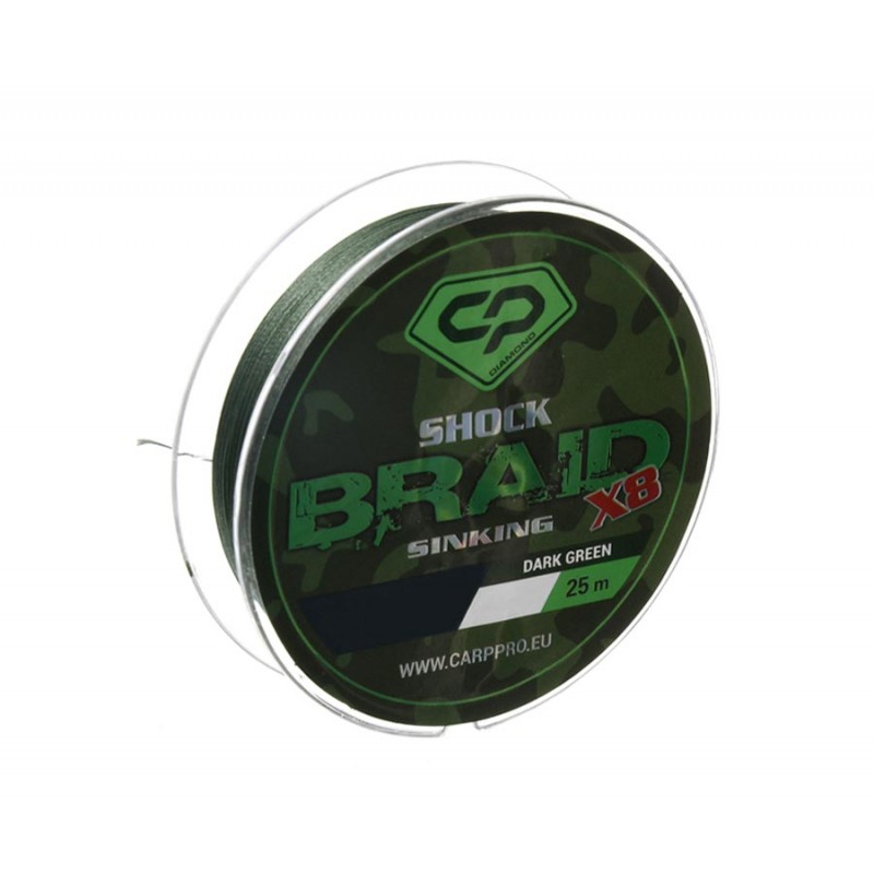 Шок-лидер CARP PRO Shock Braid PE X8 зеленый 25lb 25м