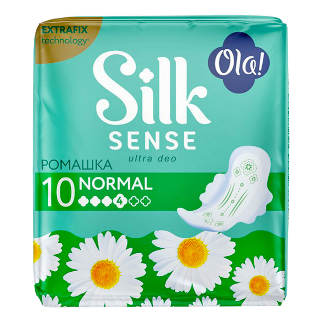 

Прокладки женские Ola! Silk Sense Classic deo Normal гигиенические ромашка 4 капли 10 шт, Белый