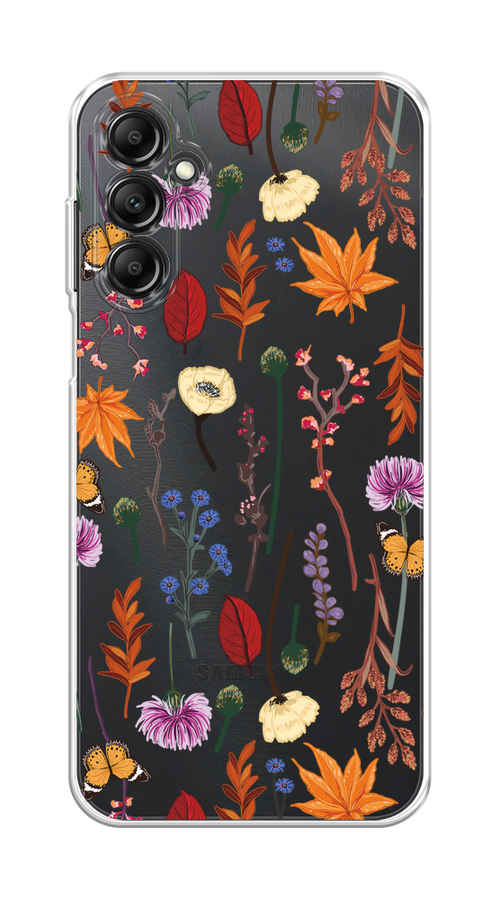 

Чехол на Samsung Galaxy A15 "Orange Purple flowers", Оранжевый;красный;розовый;желтый;прозрачный, 2108950-1