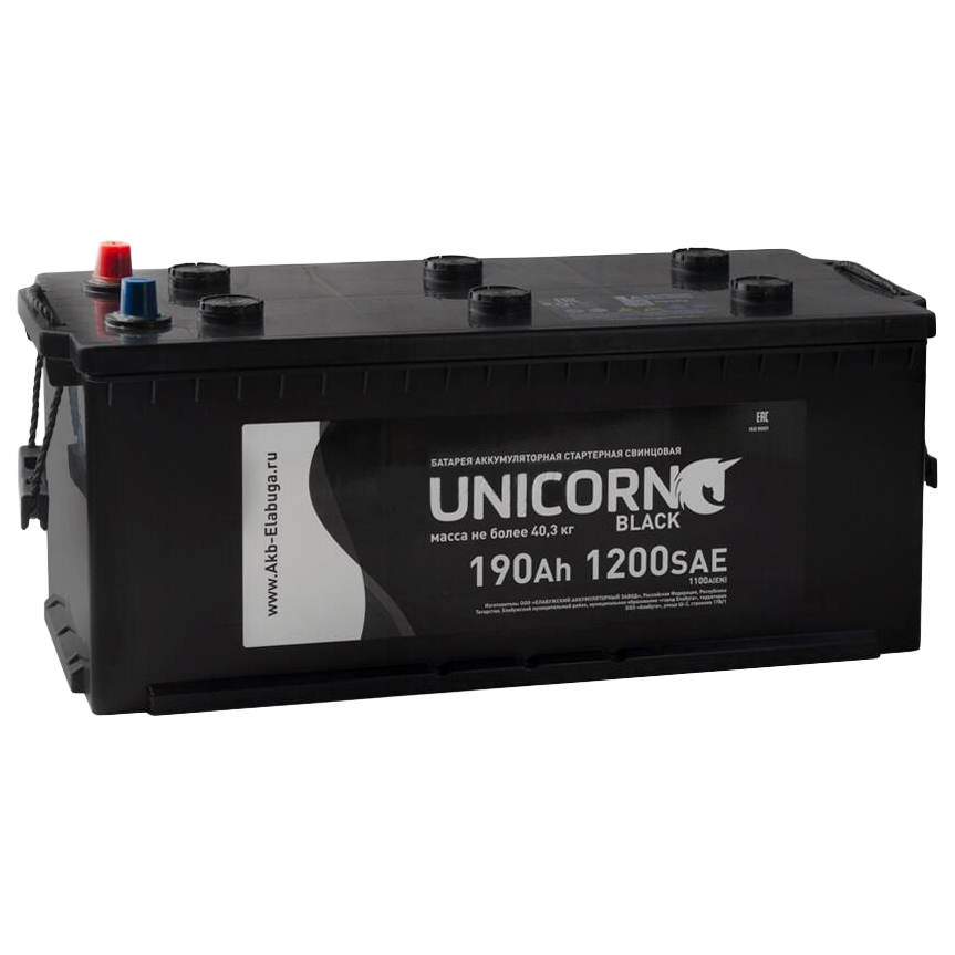 Аккумулятор UNICORN GREY 190 под болт 1200А 513х223х217