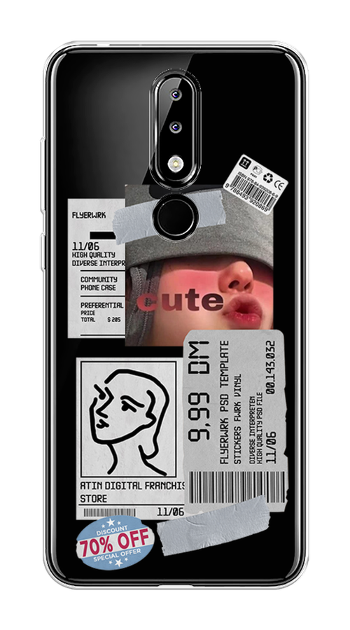 

Чехол на Nokia 5.1 Plus (X5) "Cute girl collage", Розовый;серый;голубой, 121950-6