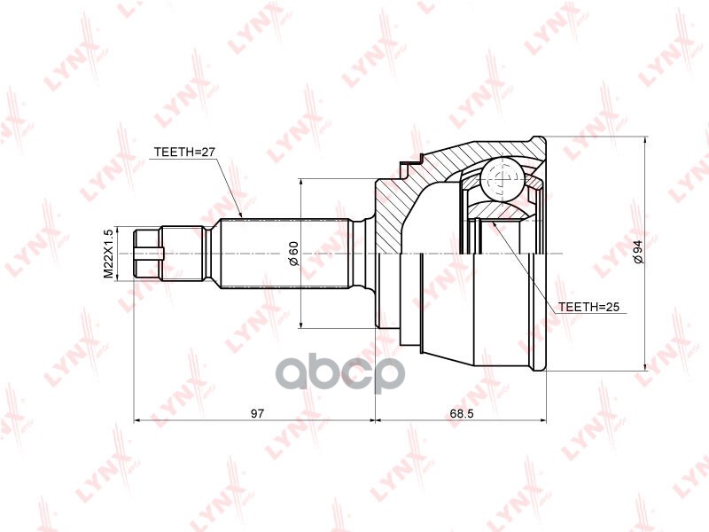 

Шрус Наружный | Перед Прав/Лев | Mitsubishi Diamante (F3) 2.5 94-05 LYNXauto арт. CO5527