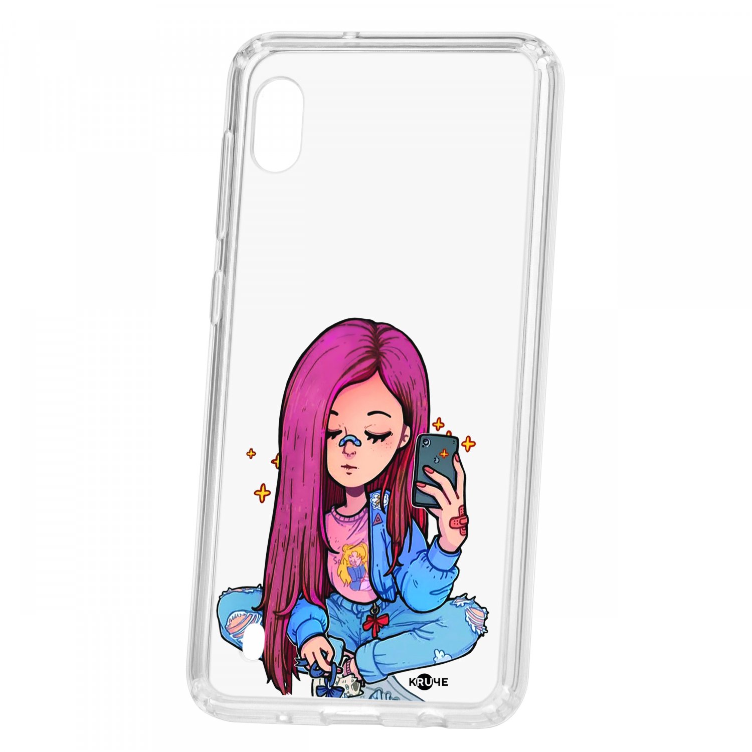 фото Чехол для samsung galaxy a10 кruче print pink hair