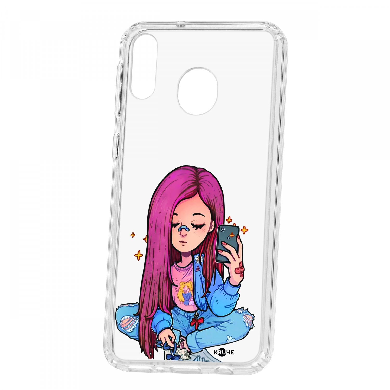 фото Чехол для samsung galaxy m20 кruче print pink hair