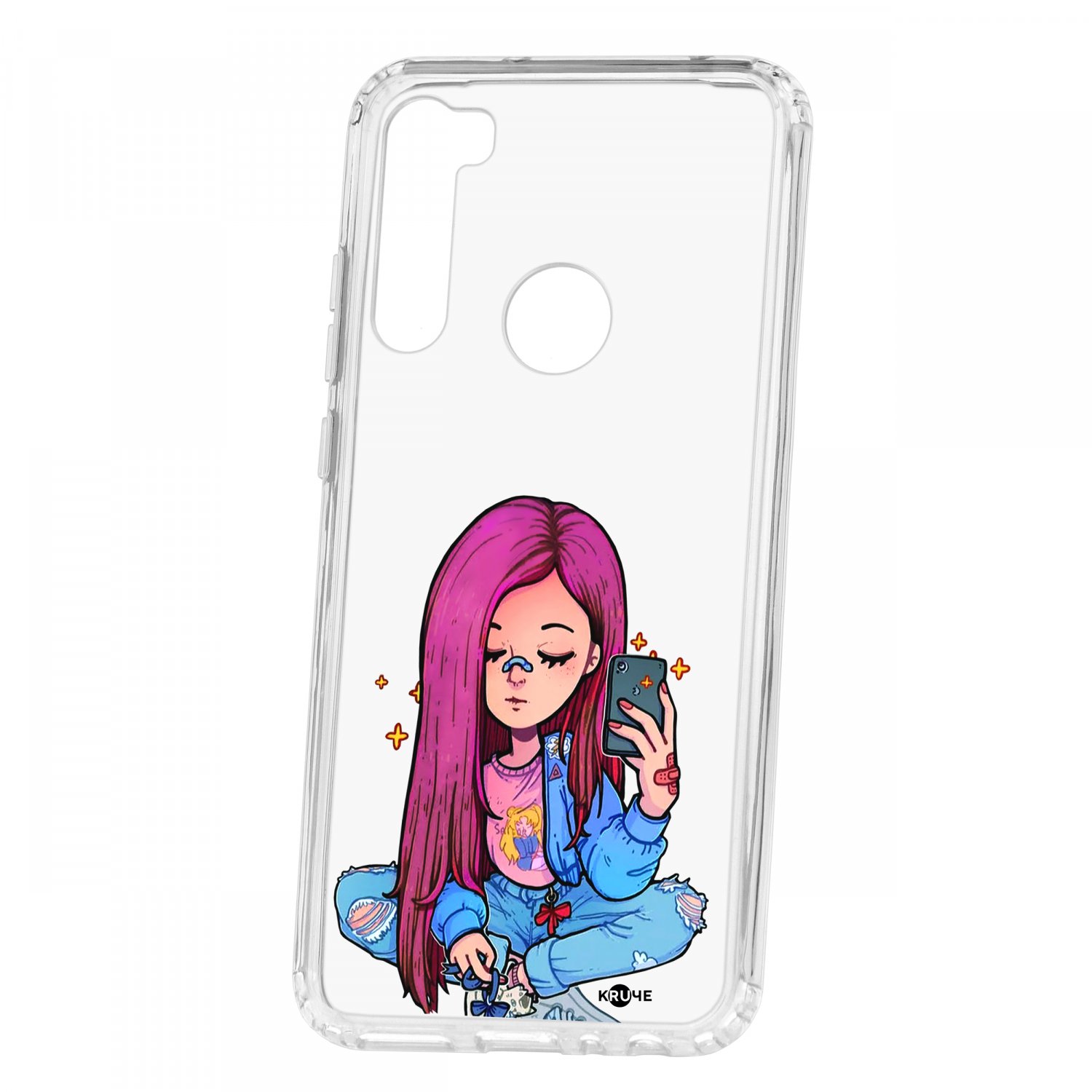 фото Чехол kruche xiaomi redmi note 8t print pink hair кruче