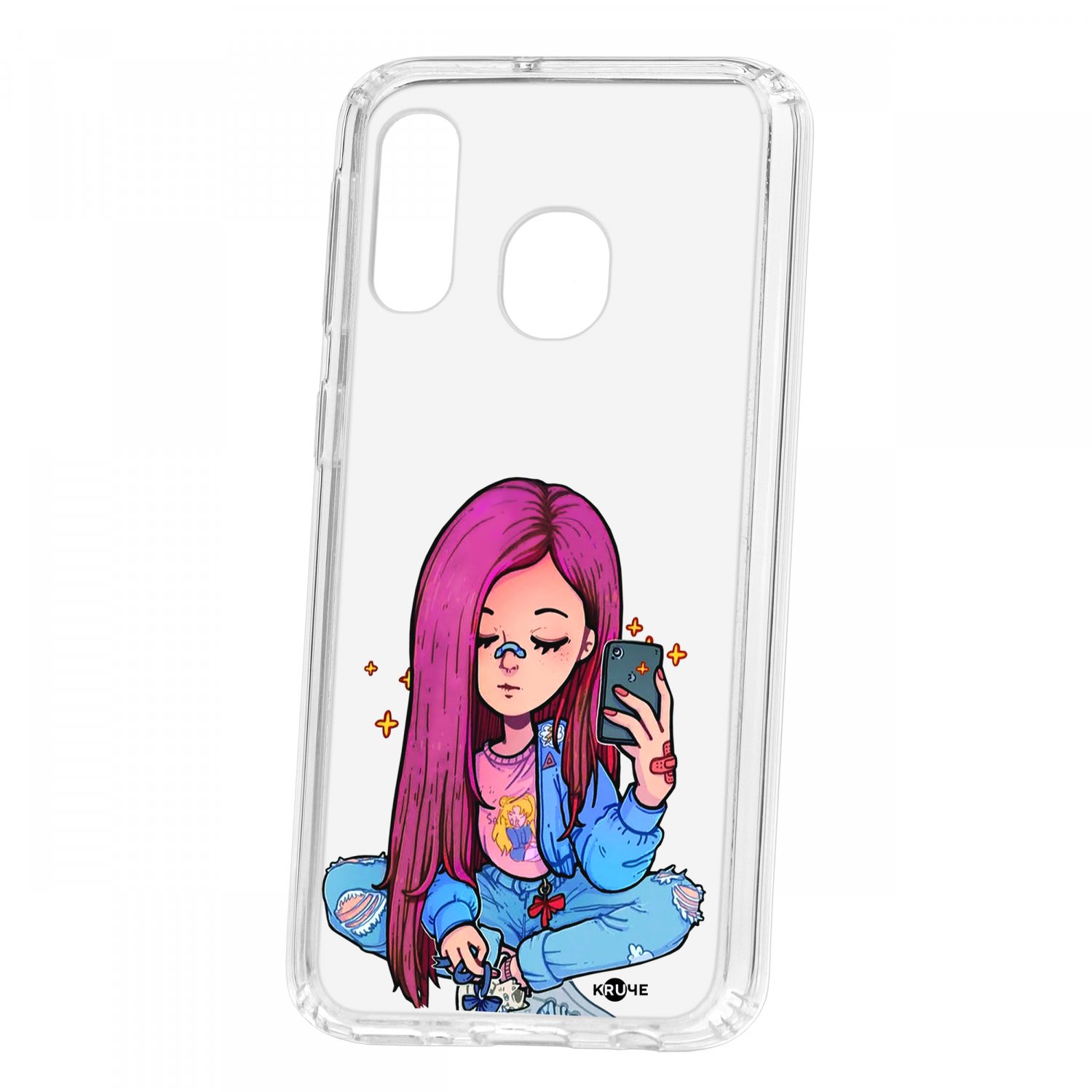 фото Чехол kruche samsung galaxy a40 print pink hair кruче