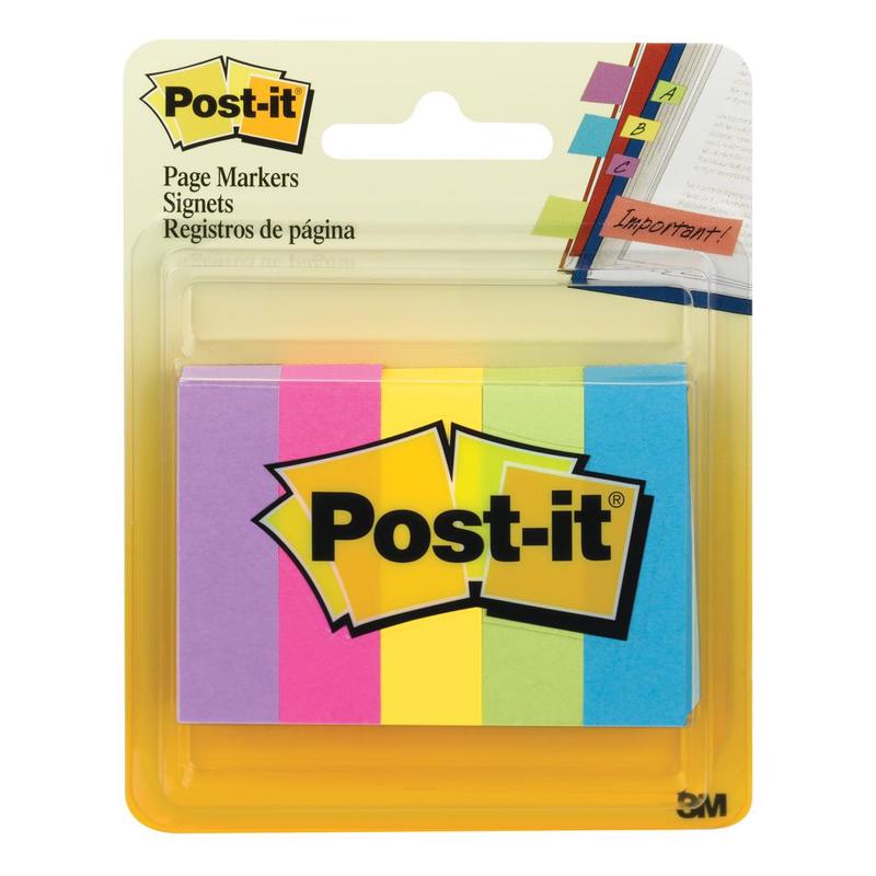 

Закладки для страниц POST-IT, 5 цв.*100 шт.,12,7 x 44,5 мм