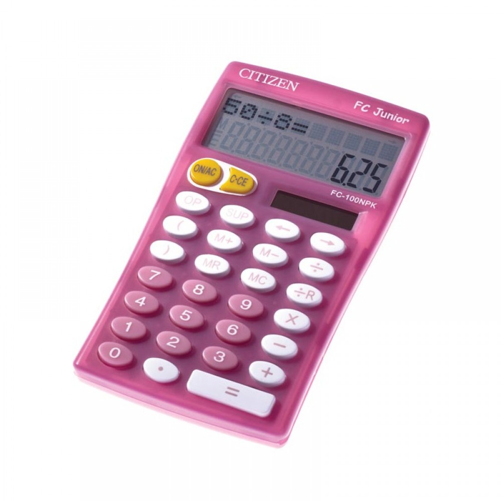 Калькулятор карманный, 10 разр., JUNIOR 2-х стр., дв. питание, розовый, разм.129x76х17мм F