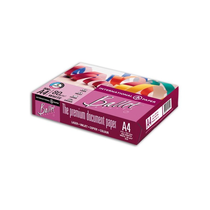 

Бумага International Paper BALLET PREMIER,А4,белизна 162% CIE,яркоcть 98%, 80г/м2,500 л.|2, Белый