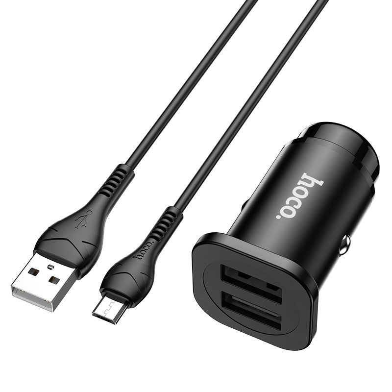 Автомобильное зарядное устройство Hoco, модель NZ4, usb cable micro, черный