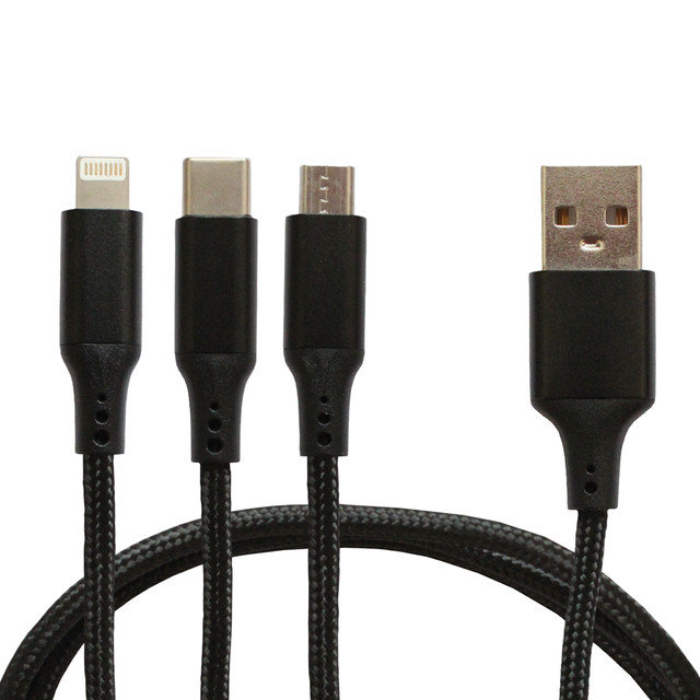 

Кабель 3в1 Lightning-type-C-micro usb Jamme 1,2м черный, Кабель для зарядки 3 в 1 2,4 A, 1,2м