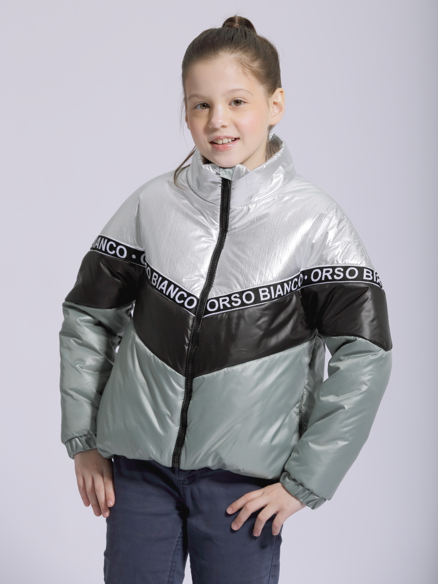 Куртка детская Orso Bianco Пинко, серебро, изумрудный, 152
