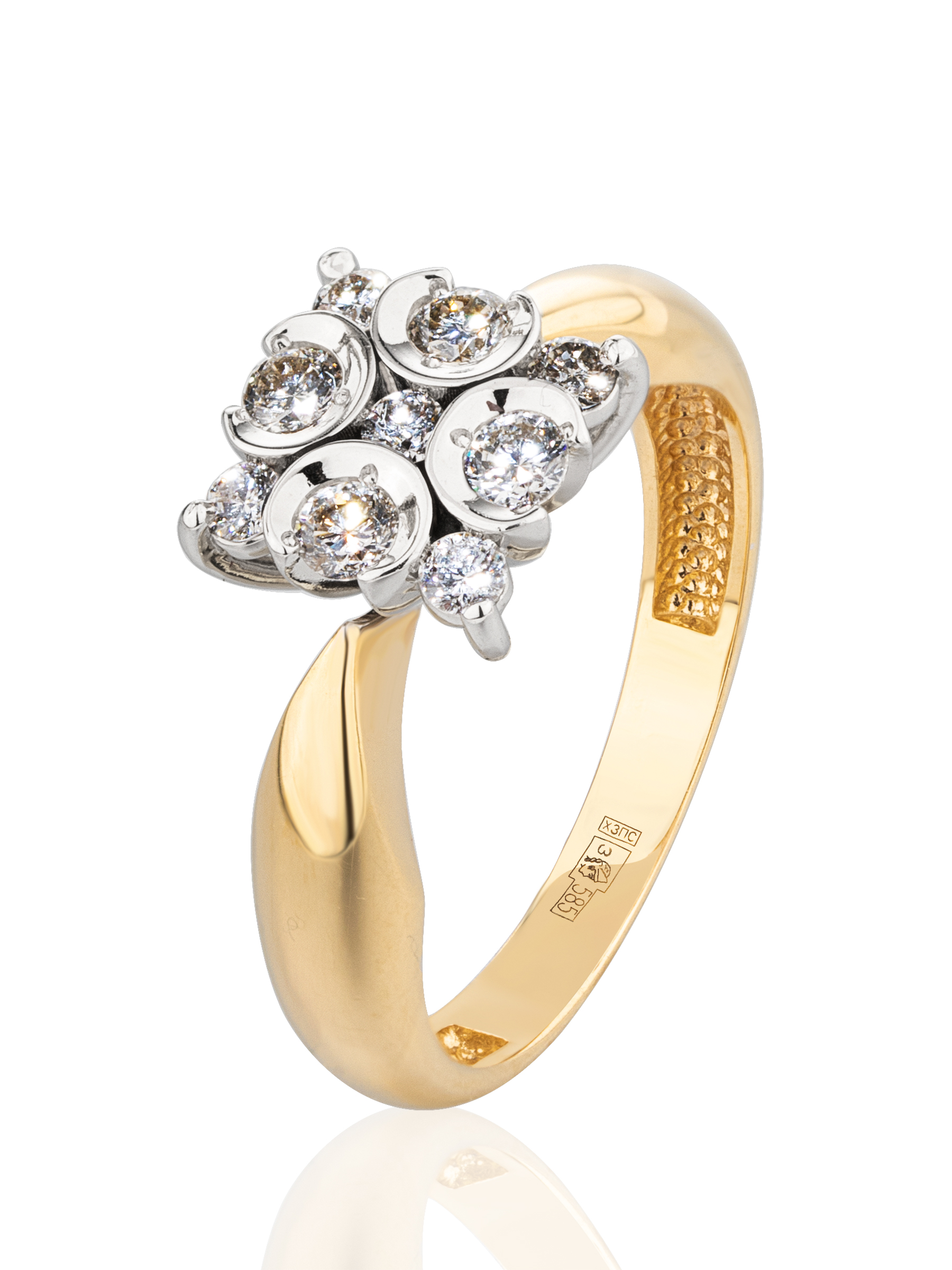 Кольцо обручальное из желтого золота р.16.5 Gatamova 09к13841 бриллиант