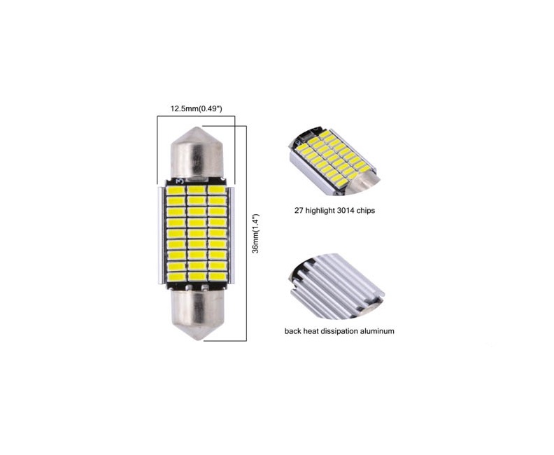 фото Torino auto ft301427smd36mmcn светодиодная лампа ft-3014-27smd-36mm, canbus 12v