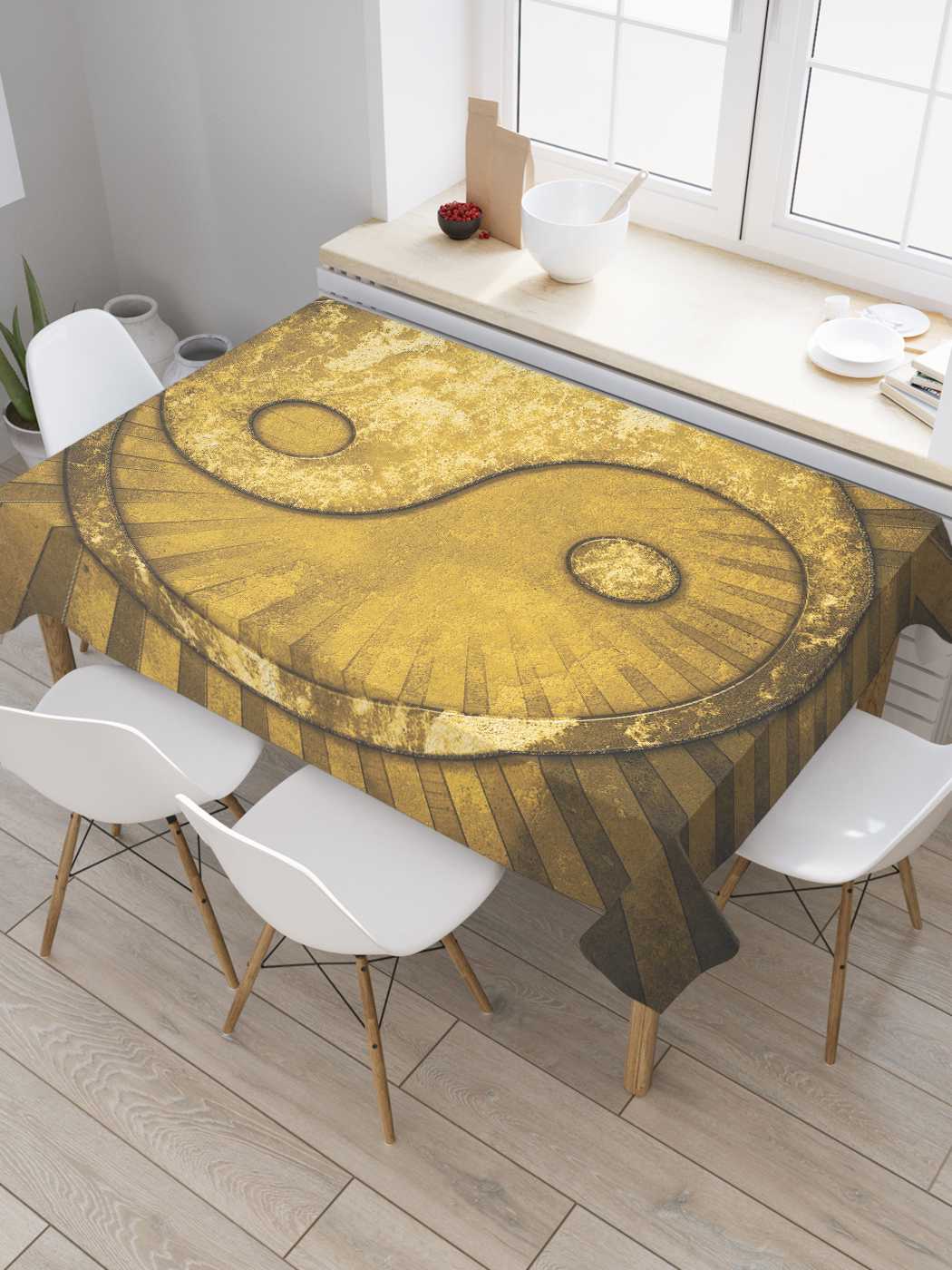 

Скатерть прямоугольная JoyArty "Металлический Инь и ян" из оксфорда, 120x145 см, Коричневый, Металлический Инь и ян