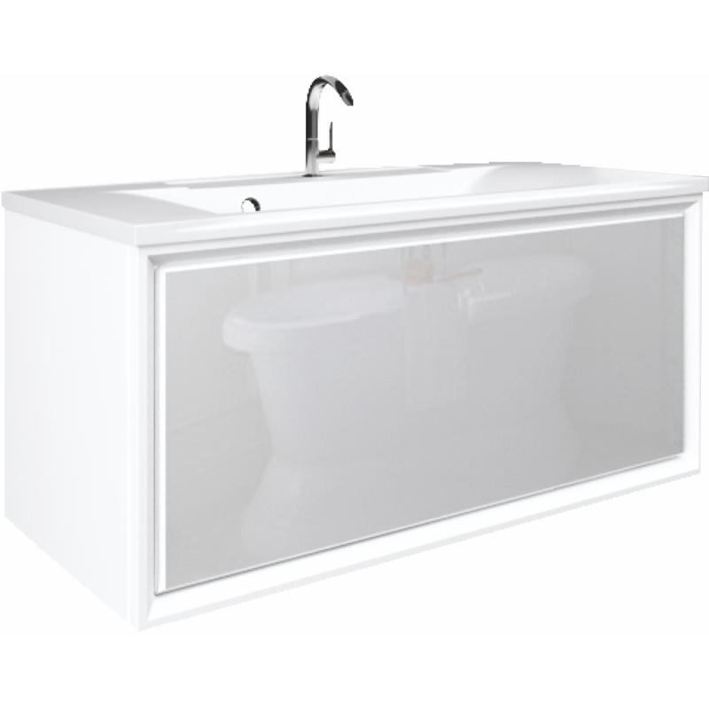 

Тумба с раковиной Marka One Glass Seattle 90П Pure White