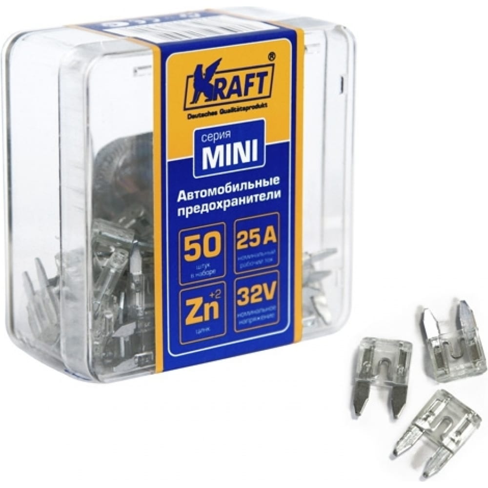 

Набор предохранителей KRAFT 25 А, MINI, 50 шт, пласт кор KT 870014