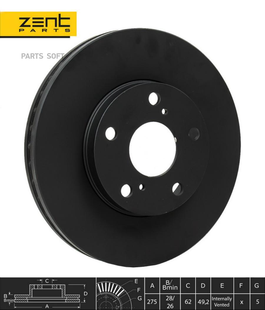 

ZENTPARTS Z06028 Z06028_диск тормозной передний!\ Toyota Avensis/Camry all 93 1шт