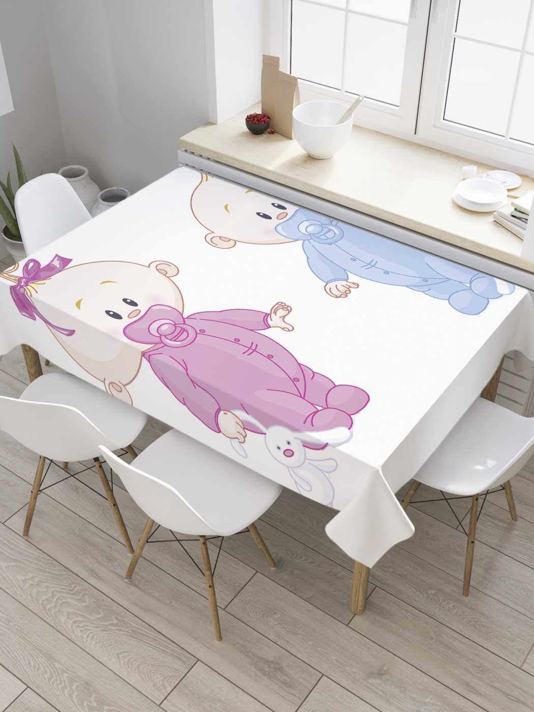 

Скатерть прямоугольная JoyArty "Близнецы с зайчиками" из оксфорда, 120x145 см, Белый, Близнецы с зайчиками