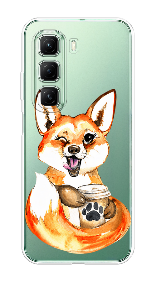 

Чехол на Infinix Hot 50 4G "Подмигивающая лиса с кофе", Оранжевый;белый;коричневый, 3106550-1
