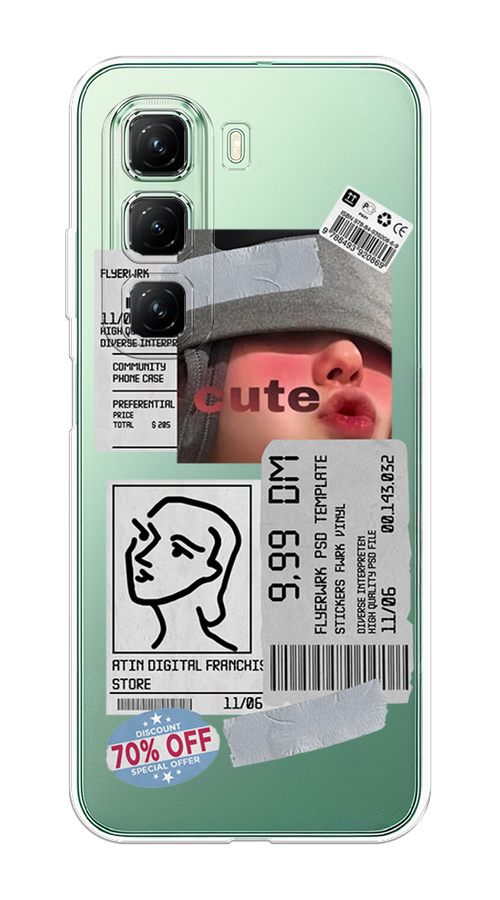 

Чехол на Infinix Hot 50 4G "Cute girl collage", Розовый;серый;голубой, 3106550-1