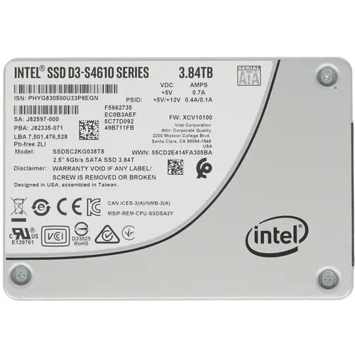 

SSD накопитель Intel D3-S4610 2.5" 3,84 ТБ (SSDSC2KG038T801), D3-S4610