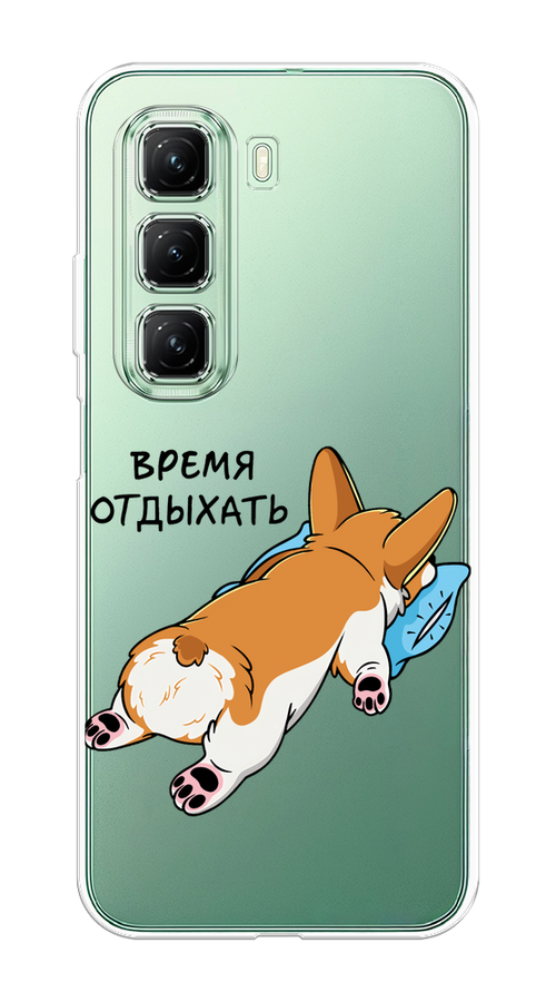 

Чехол на Infinix Hot 50 4G "Корги отдыхает", Черный;коричневый;голубой, 3106550-1